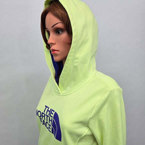 THE NORTH FACE Half Dome Hoodie Sweatshirt Spell Out Women M Neon Yellow/Green - Picture 9 of 12
